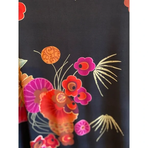 Chico's Travelers Mandarin Wrap Top Floral Asian Print Size 3 (XL) - Picture 7 of 12